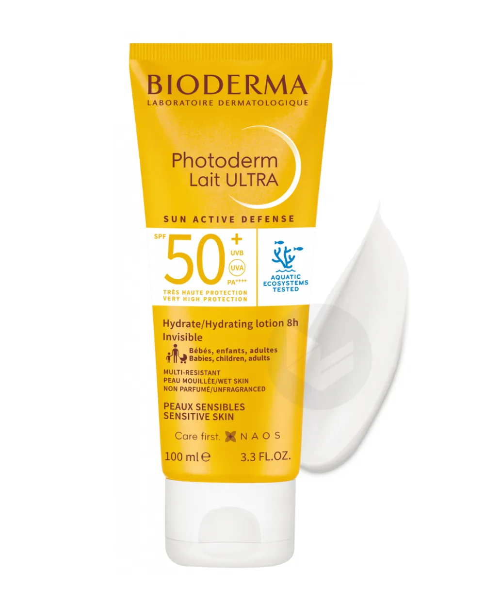 Flacon de photoderm lait ultra solaire SPF50+ de Bioderma, disponible sur uPara Maroc